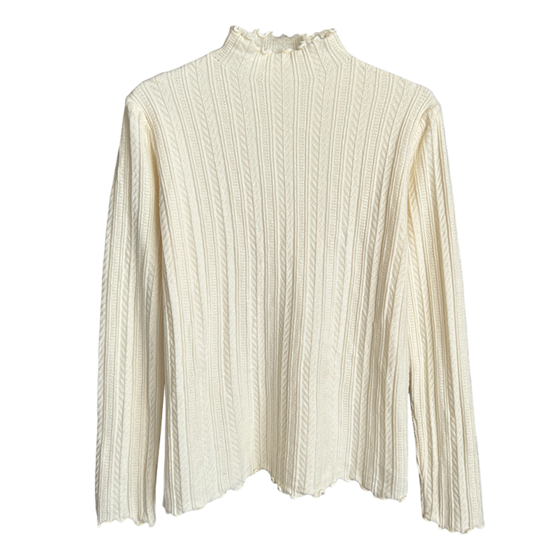 白色高级感打底衫毛衣女2025新款秋冬季内搭半高领木耳边针织上衣 - 图3