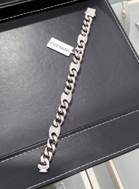 镶钻猪鼻咖啡豆古巴手链