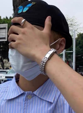 双排龙骨手链男士潮人双层古巴链