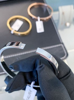 冷淡风十字花镶钻简约男女手镯