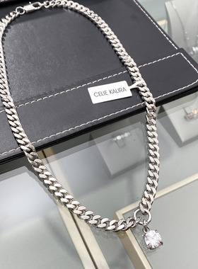 可拆卸镶钻吊坠古巴项链