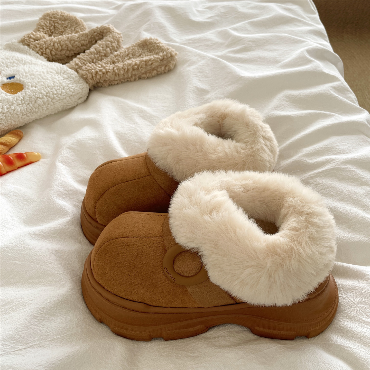 驼里驼气~！巨厚力推包跟毛毛棉鞋女外穿厚底冬季加绒防滑雪地靴,淘宝优惠券,粉丝福利购,淘宝优惠卷