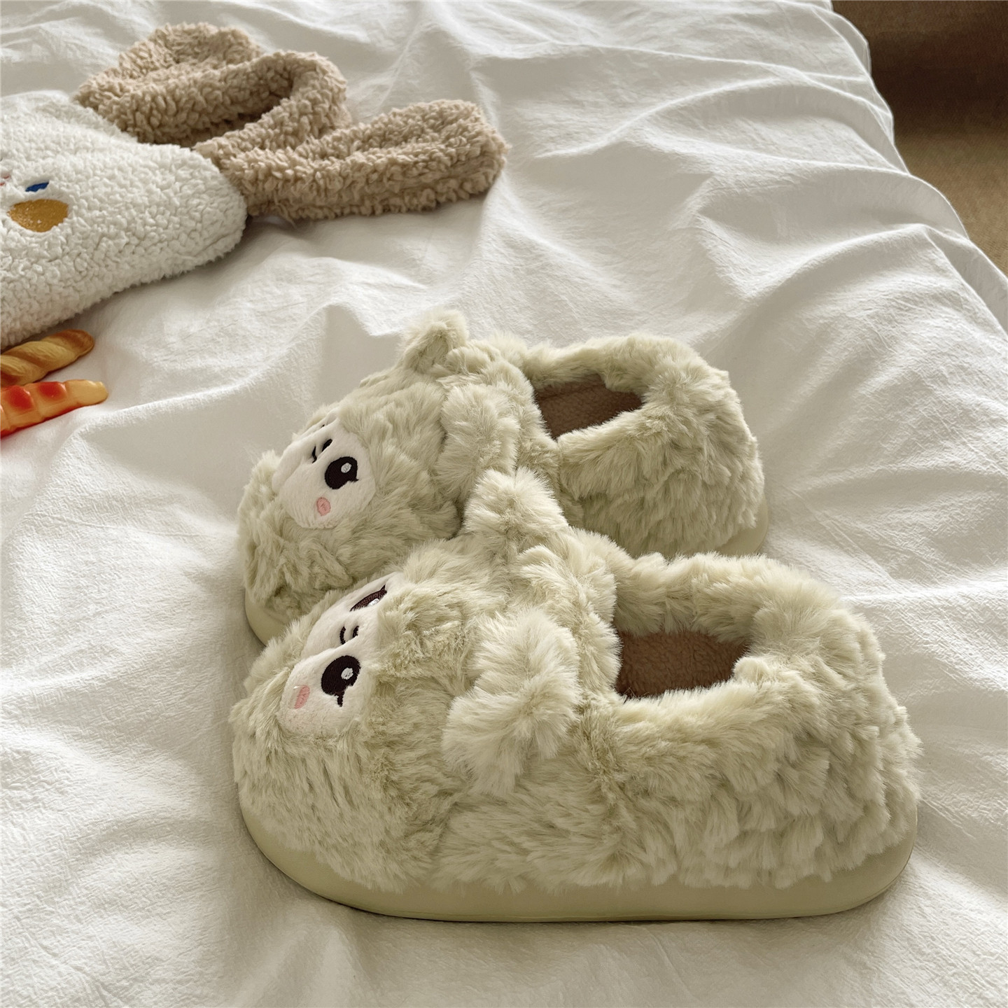 牧场小羊羔~！可爱ins包跟棉鞋女厚底居家冬季加绒保暖毛毛棉拖鞋,淘宝优惠券,粉丝福利购,淘宝优惠卷