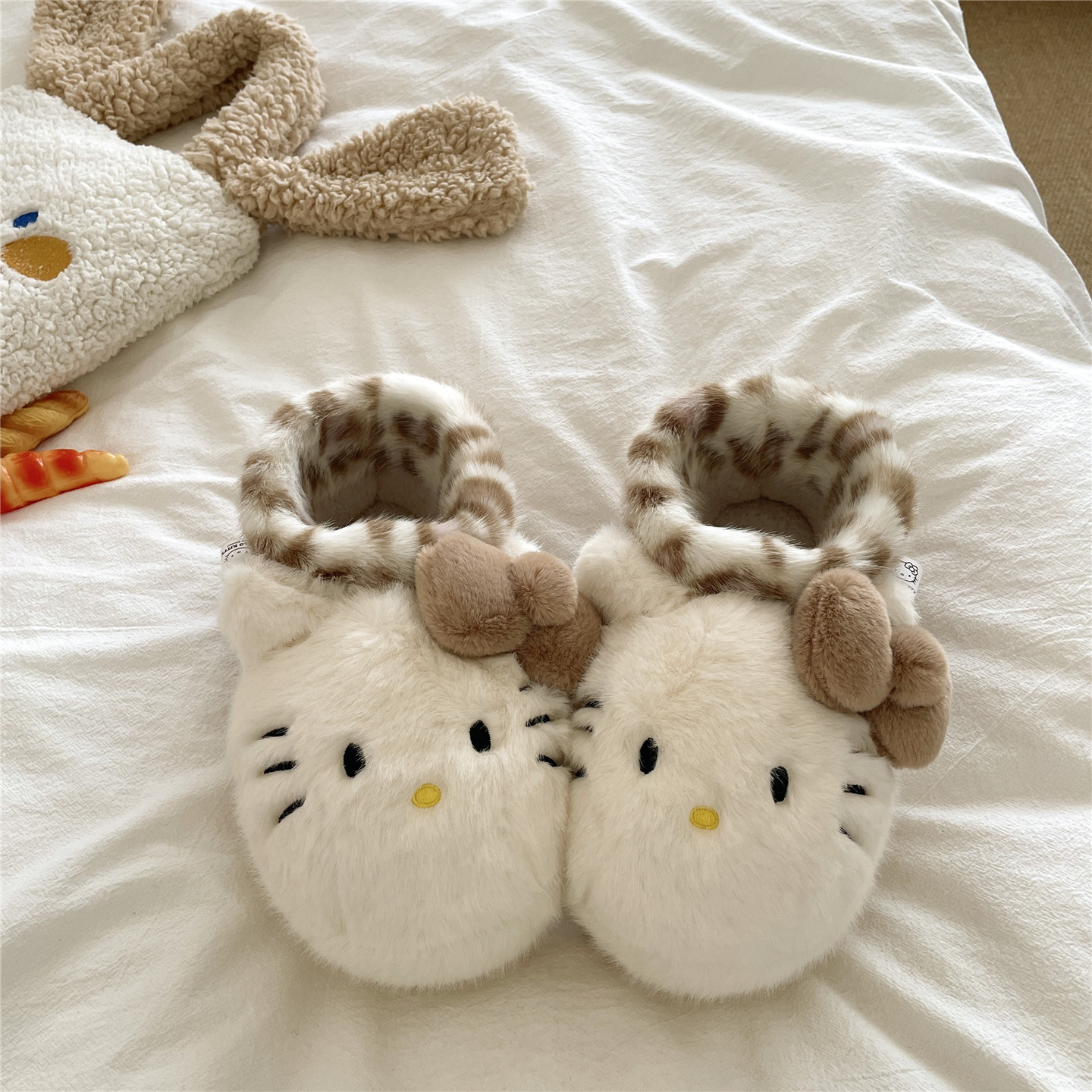 奶咖豹纹KT猫~！巨厚ins可爱保暖包跟棉拖鞋女厚底外穿防滑雪地靴,淘宝优惠券,粉丝福利购,淘宝优惠卷