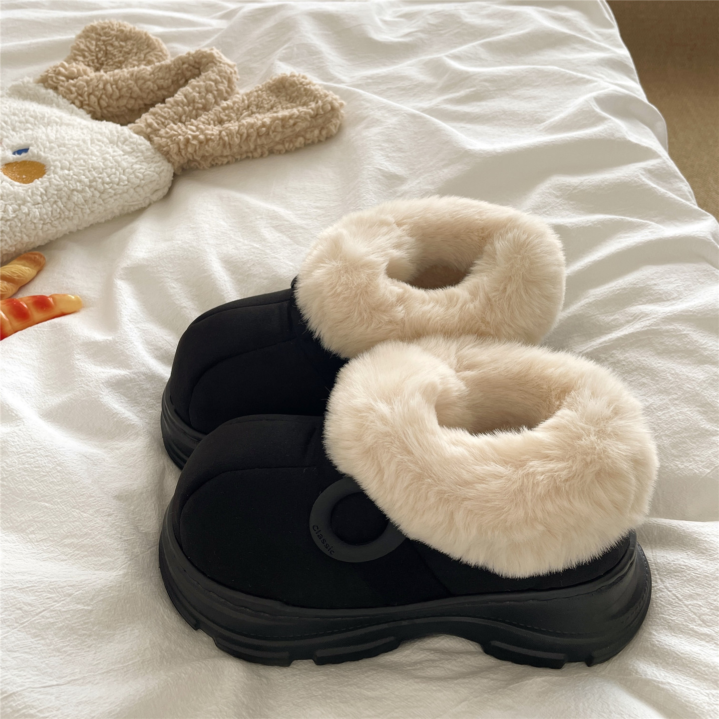 驼里驼气~！巨厚力推包跟毛毛棉鞋女外穿厚底冬季加绒防滑雪地靴,淘宝优惠券,粉丝福利购,淘宝优惠卷