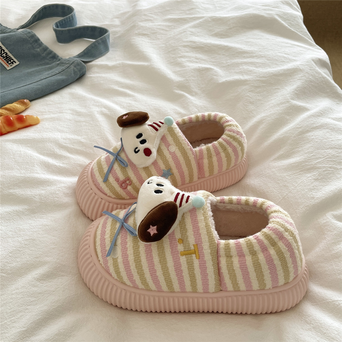 圣诞岛小狗~！冰岛蓝ins可爱包跟棉鞋女加绒保暖冬季毛毛棉拖鞋潮,淘宝优惠券,粉丝福利购,淘宝优惠卷