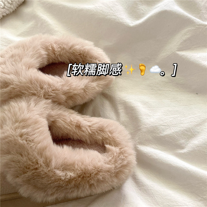 棕熊贴布~！蓬松厚实ins可爱棉拖鞋女外穿居家冬季保暖毛毛拖鞋潮,淘宝优惠券,粉丝福利购,淘宝优惠卷