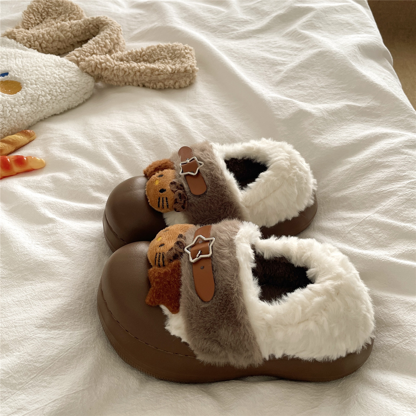 榛果布蕾KT猫~！辣妹ins包跟棉鞋女外穿厚底加绒保暖毛毛棉拖鞋潮,淘宝优惠券,粉丝福利购,淘宝优惠卷