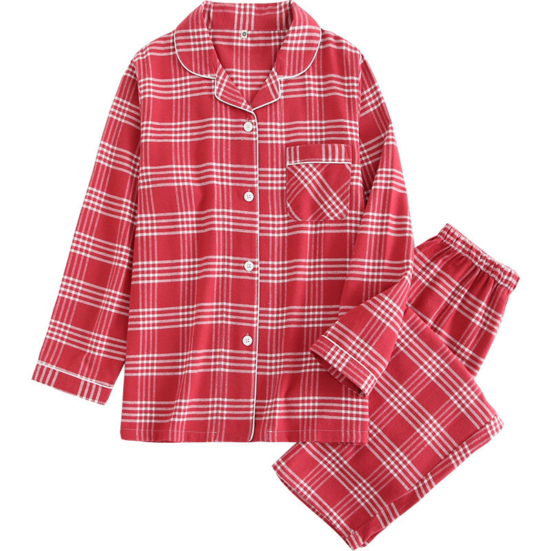 春秋中厚男女情侣睡衣纯棉磨毛双股绒布家居服简约格子翻领开衫,淘宝优惠券,粉丝福利购,淘宝优惠卷