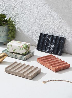 天然法式高级感大理石波浪纹轻奢高级香皂盒肥皂盒沥水托盘皂碟子