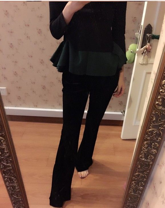 新款复古金丝绒微喇裤高腰修身显腿长休闲小直筒长裤大码女裤,淘宝优惠券,粉丝福利购,淘宝优惠卷