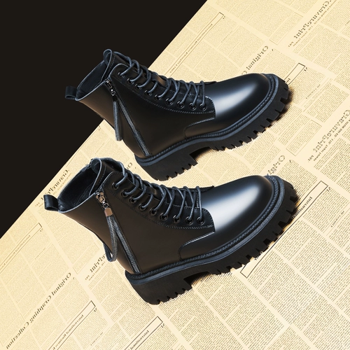 Martens, высокие универсальные короткие сапоги в английском стиле на платформе, ботинки, коллекция 2022, из натуральной кожи, в британском стиле