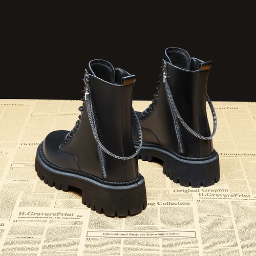 Martens, высокие универсальные короткие сапоги в английском стиле на платформе, ботинки, коллекция 2022, из натуральной кожи, в британском стиле