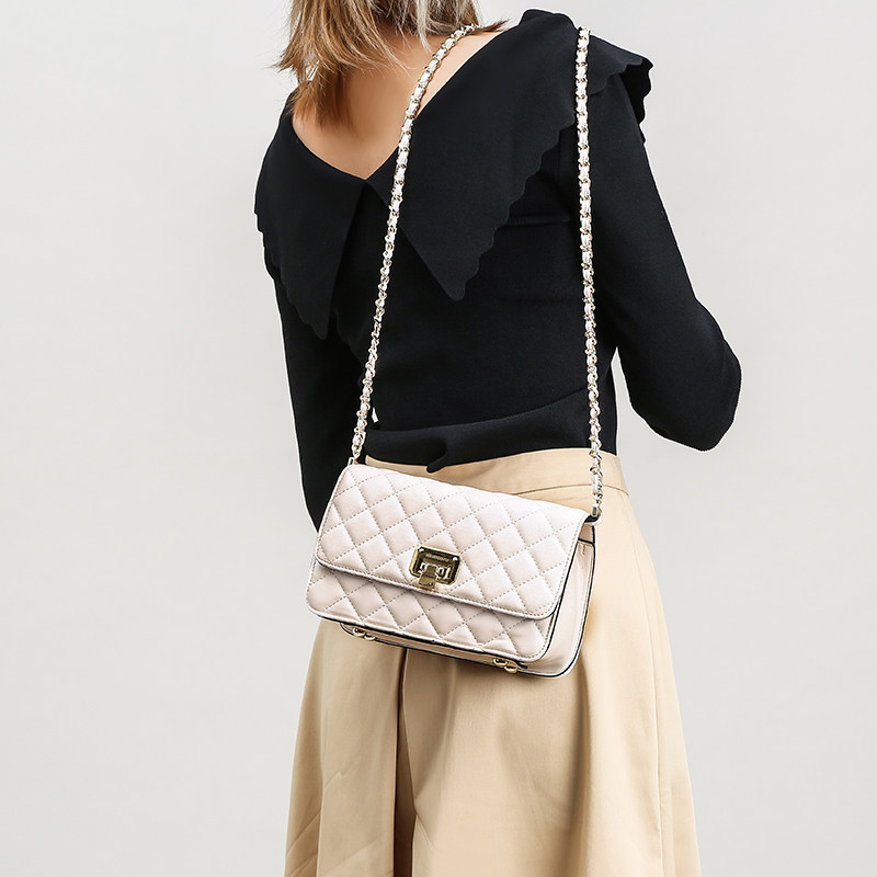 红蜻蜓女新款欧美风菱格金属单肩包 红蜻蜓箱包女士包袋