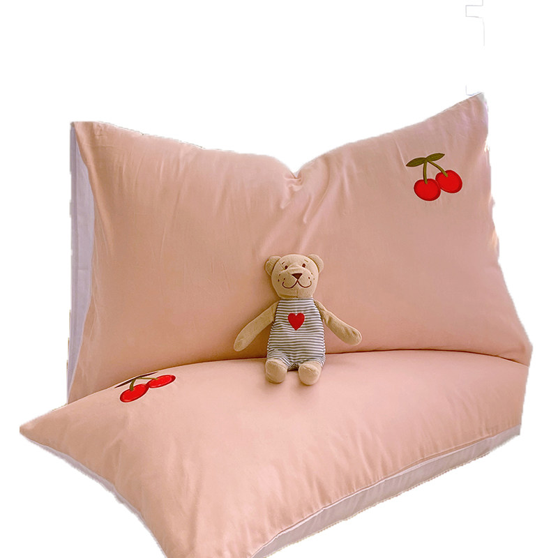 ins小清新纯色纯棉刺绣简约枕芯套 星晴枕套