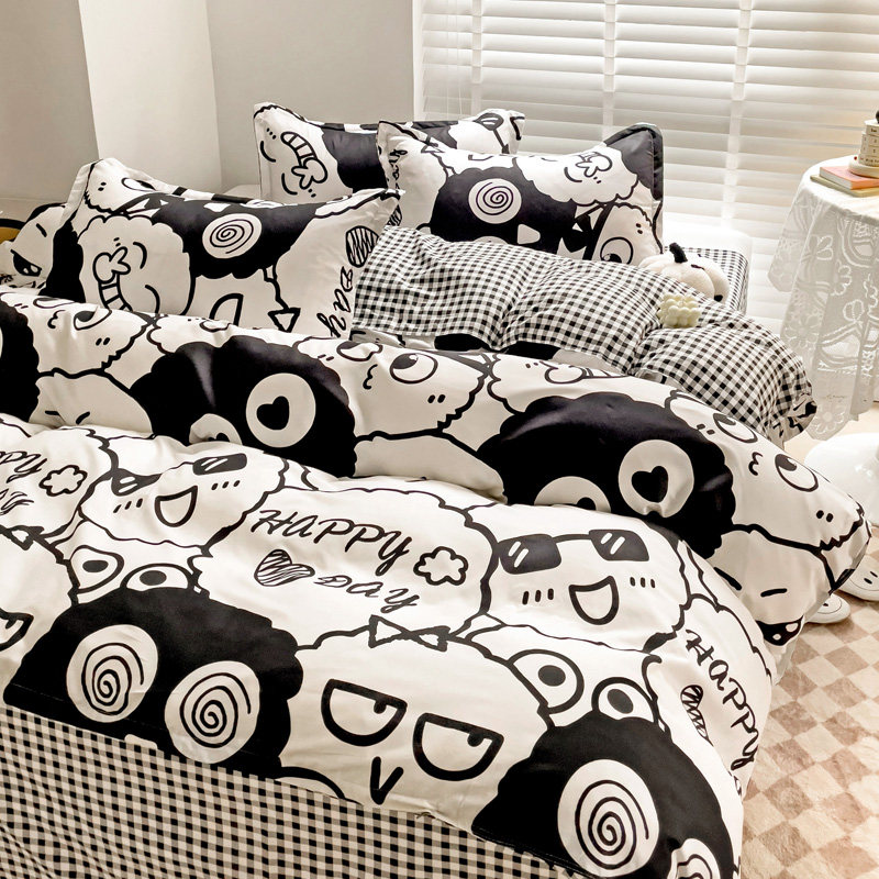 ins潮牌网红款黑色四件套被套被子 星晴床品套件/四件套/多件套