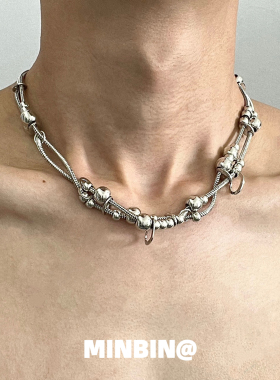 双层蛇骨链爱心圆珠项链