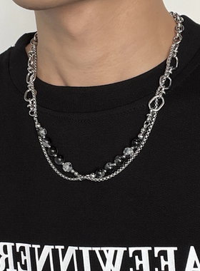 双层爆裂珠项链ins嘻哈