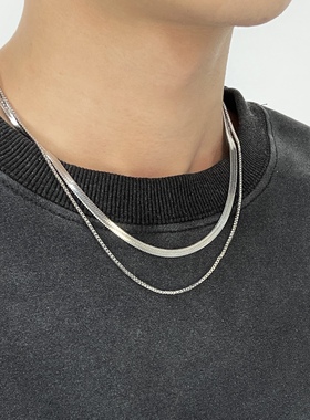 双层蛇骨链项链ins冷淡风