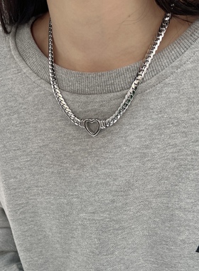 蛇骨链爱心项链小众锁骨链