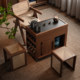 Mu Xiaoka tea edge movable tea table solid wood living room tea cabinet with tea making balcony tea table small apartment coffee table