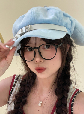 粉色小狗耳朵亚比风个性八角帽女