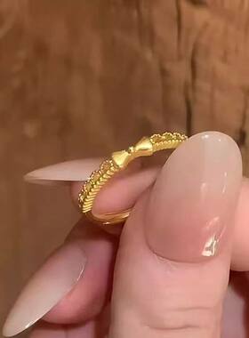 可爱蝴蝶结简约日常百搭款优雅戒指女可调节轻奢百搭甜美指环