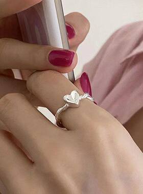 爱心女冷淡风小众设计ins轻奢简约光面麻花扭绳开口指环