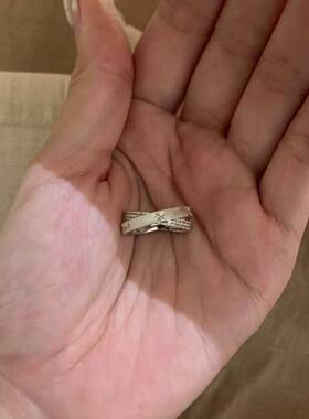 简约时尚简约高级感交叉细款几何纹理开口戒指女可调节指环饰品