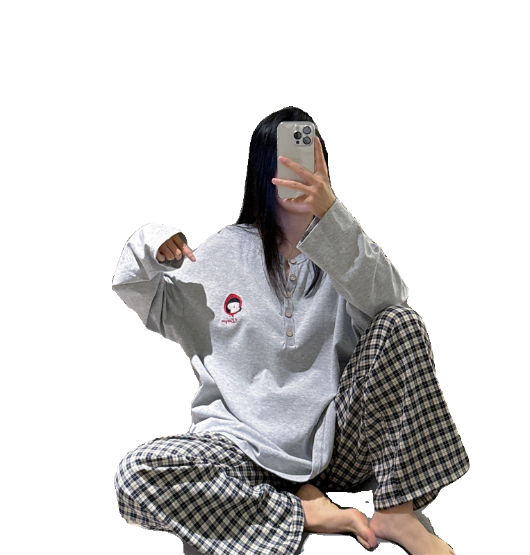 春秋长袖情侣睡衣纯棉刺绣家居服宽松大码胖mm200斤格子长裤套装,淘宝优惠券,粉丝福利购,淘宝优惠卷