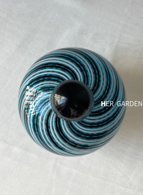 HERGARDEN中古风玻璃螺旋纹花瓶插花高级感客厅装饰摆件复古