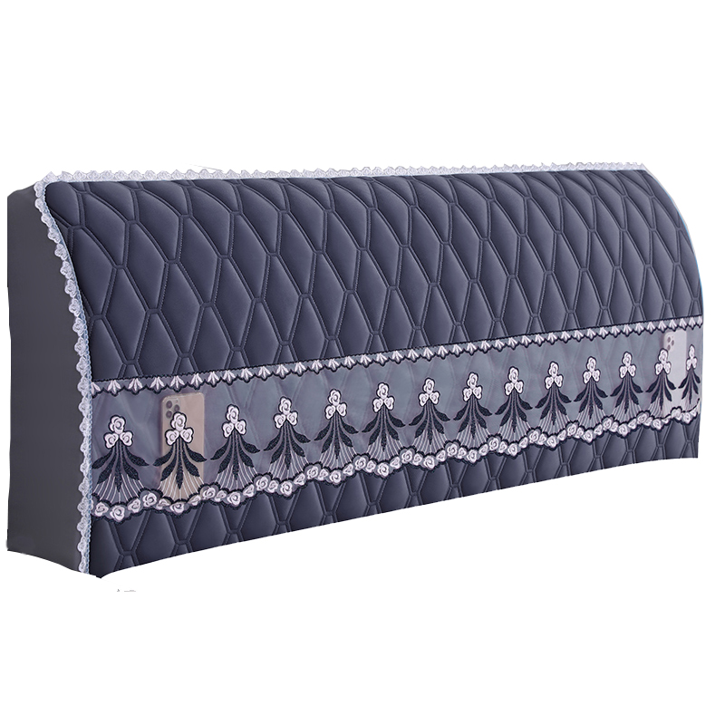 新款皮床头罩全包欧式实木床头罩套布艺防撞加厚床头套保护套简约 - 图3