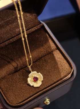 纯银925十二生辰石吊坠项链镶石榴寓意幸福安康挂坠配饰生日礼物