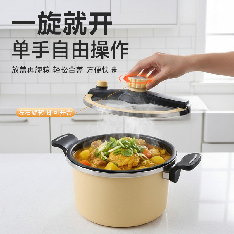 德仕曼钛珐琅微压锅家用无涂层炖煮汤锅不粘双耳锅燃气电磁炉通用