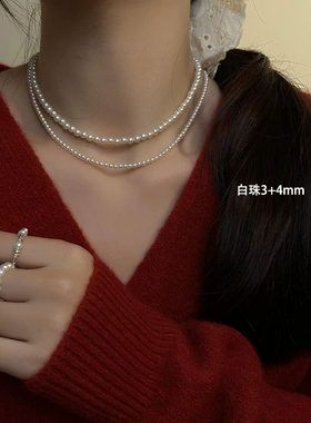 珍珠项链小米链女毛衣链项链