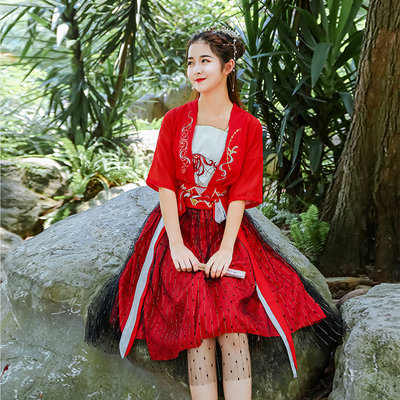 Sing女团倾杯舞蹈演出服寄明月舞蹈短裙彼岸花汉服改良古装汉元素 虎窝淘