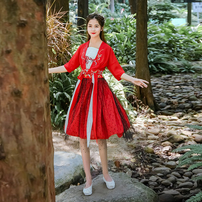 Sing女团倾杯舞蹈演出服寄明月舞蹈短裙彼岸花汉服改良古装汉元素 虎窝淘