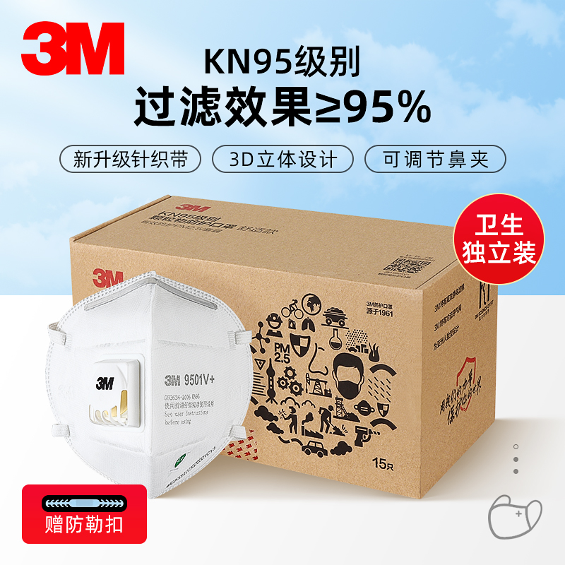 3M口罩KN95防尘防雾霾3d立体防工业粉尘医疗级别防护口鼻罩正品 - 图0