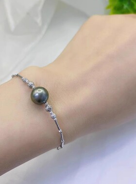 天卉路路通大溪地珍珠手链18K金海水菠萝球手圈轻奢高级感叠戴