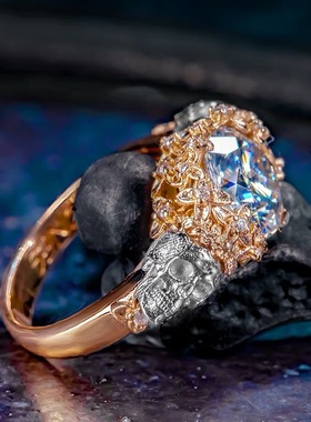 刻骨18k金镶钻四叶重楼戒指