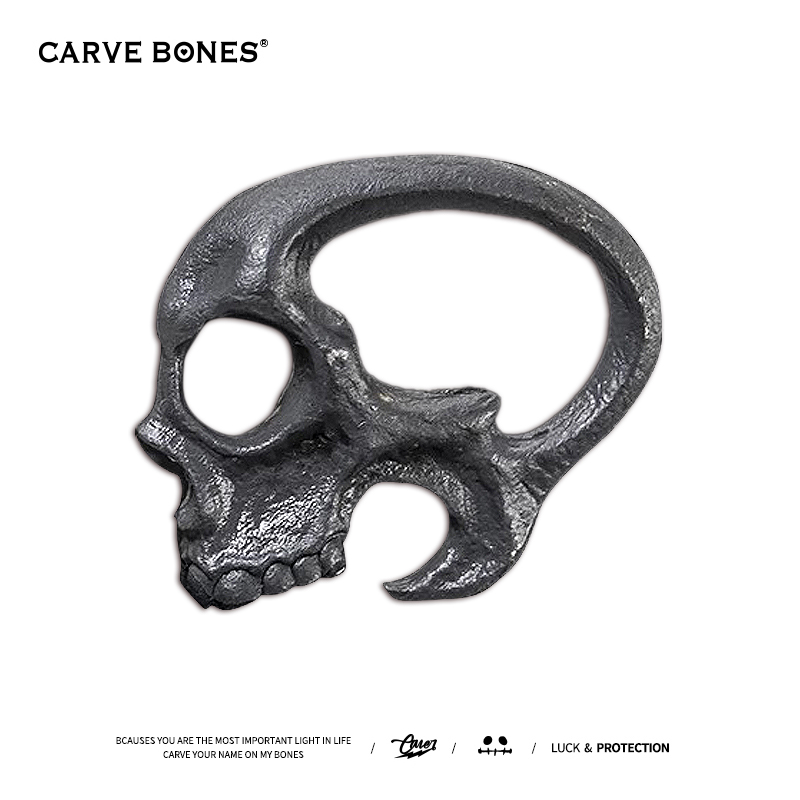 CARVE BONES刻骨原创设计项链毛衣链银饰个性饰品扁片骷髅吊坠 - 图0