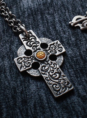 刻骨原创925银巴洛克十字架吊坠