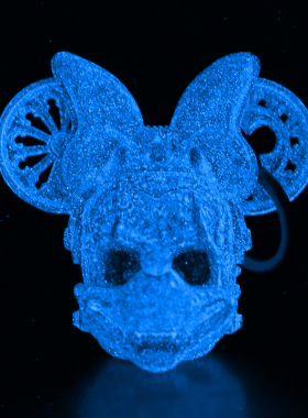 刻骨夜光黄铜米奇米妮吊坠