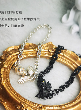 天使恶魔情侣手链纯银情侣手链