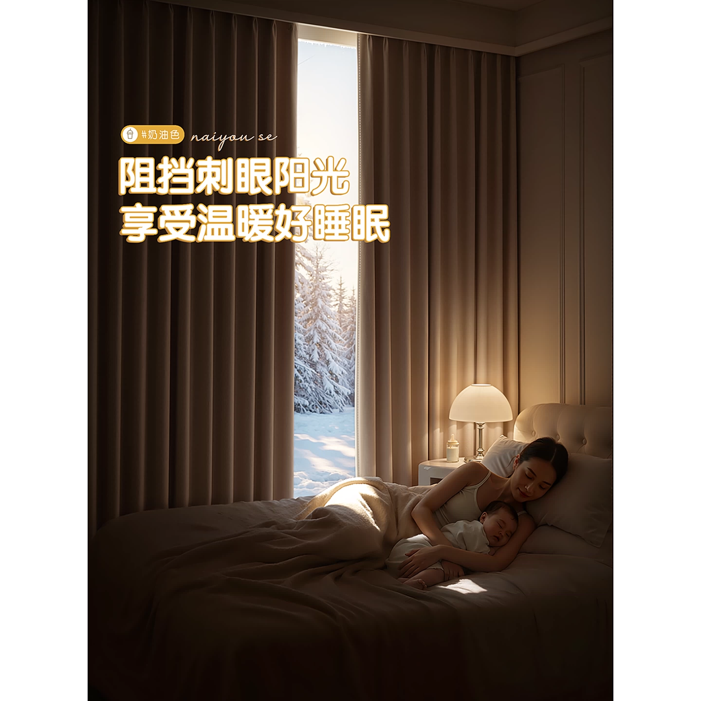 卧室窗帘全遮光柯桥2026新款遮阳防晒雪尼尔帘免打孔安装高级感布