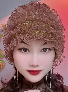 网红美人纱弹力蕾丝包头帽遮白发