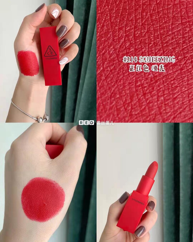 现货 韩国3ce红色系口红 哑光持久滋润保湿唇膏 正红酒红亮红粉红,淘宝优惠券,粉丝福利购,淘宝优惠卷