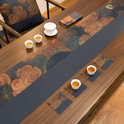 爱奇葩iqipa 法海寺祥云茶席防水桌布中式禅意茶布茶桌垫桌旗茶旗 - 图2