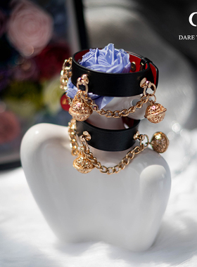 【DTL】纯皮手环Cosplay道具手铐牛皮脚环铃铛脚铐choker项圈