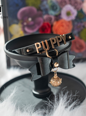 【DTL】发光铃铛项圈小众定制牵引链蝴蝶结choker颈带K9